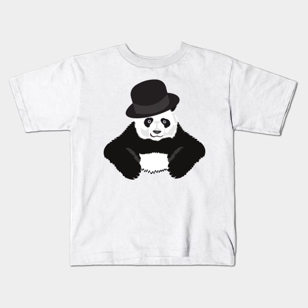 Panda in black Kids T-Shirt by mypointink